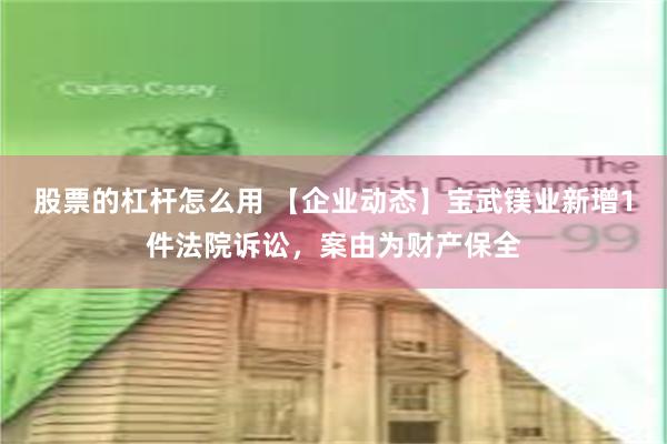 股票的杠杆怎么用 【企业动态】宝武镁业新增1件法院诉讼，案由为财产保全