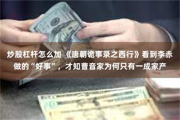 炒股杠杆怎么加 《唐朝诡事录之西行》看到李赤做的“好事”，才知曹音家为何只有一成家产