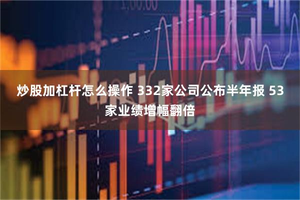 炒股加杠杆怎么操作 332家公司公布半年报 53家业绩增幅翻倍